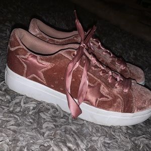Steve Madden Pink Velvet Star Sneakers